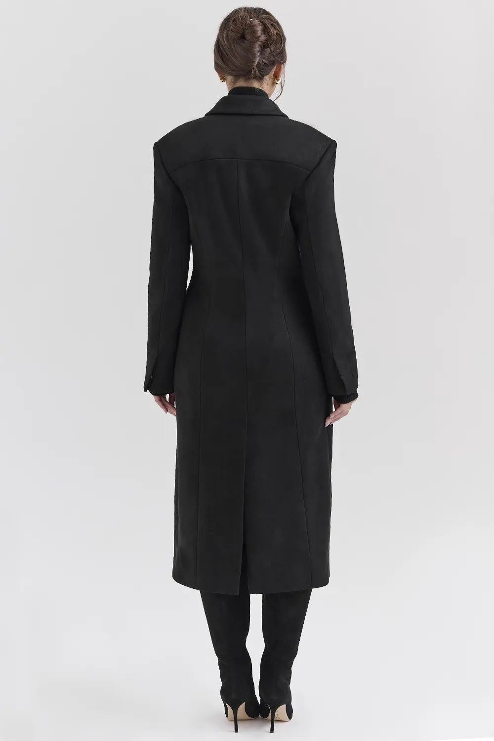 Remi Black Single Breasted Long Coat
