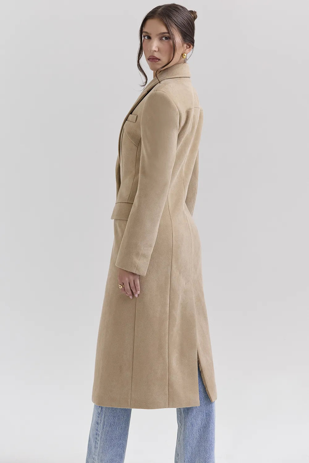Remi Camel Single Breasted Long Coat