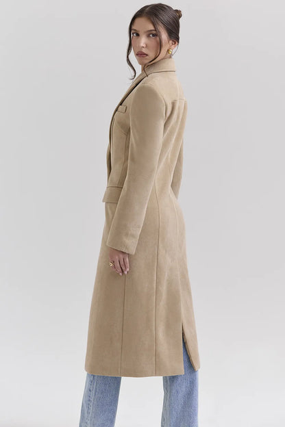 Remi Camel Single Breasted Long Coat