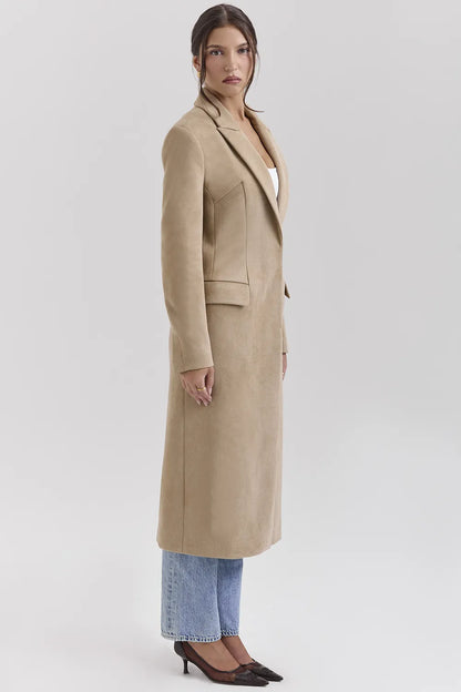 Remi Camel Single Breasted Long Coat