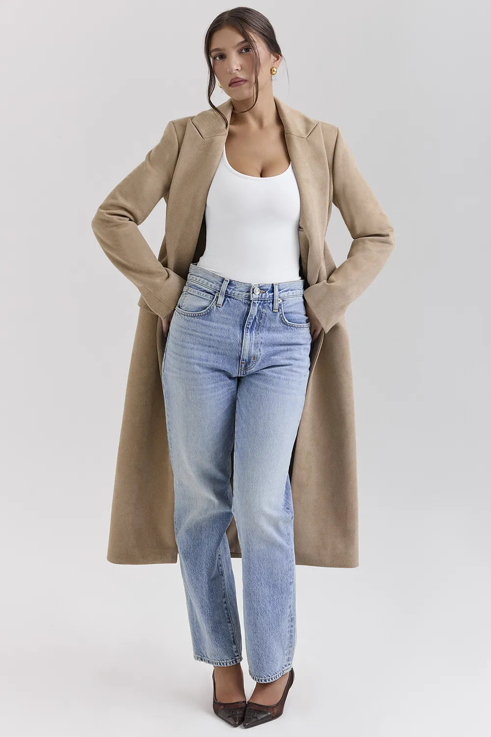 Remi Camel Single Breasted Long Coat