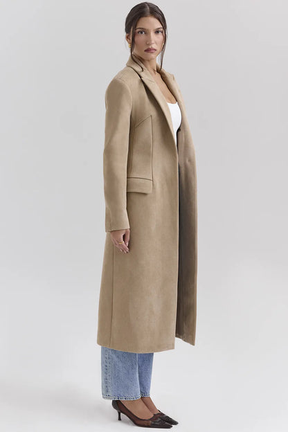 Remi Camel Single Breasted Long Coat