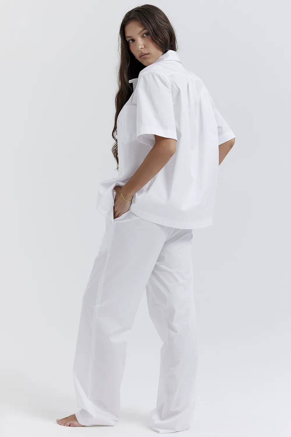 Reno White Relaxed Fit Trousers