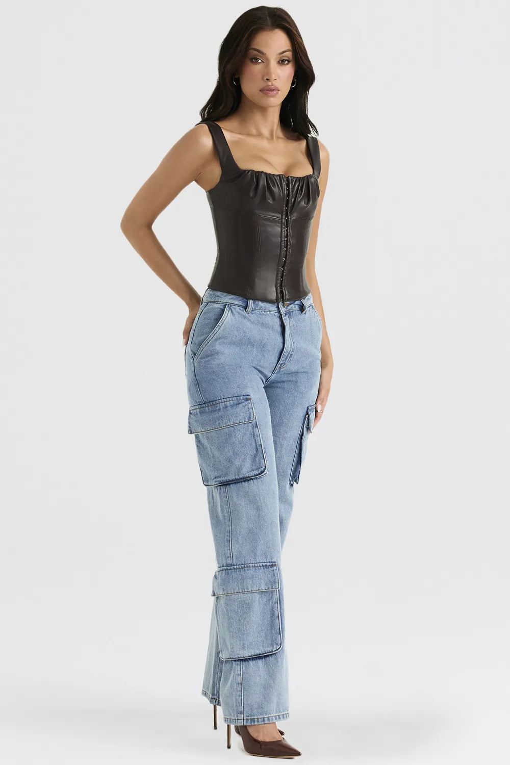 Ria Blue Washed Utility Jeans