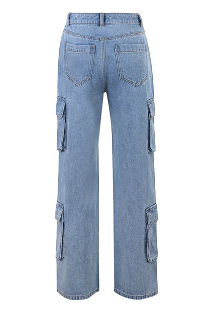 Ria Blue Washed Utility Jeans