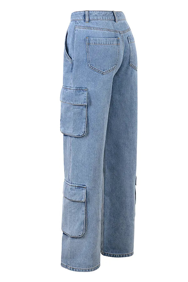 Ria Blue Washed Utility Jeans