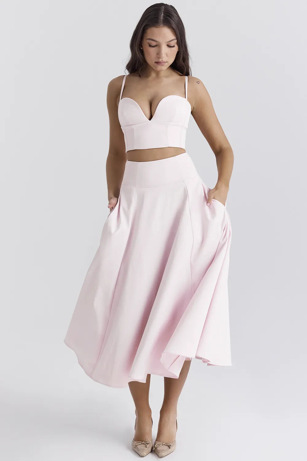 Rita Ballerina Pink A-Line Midi Skirt