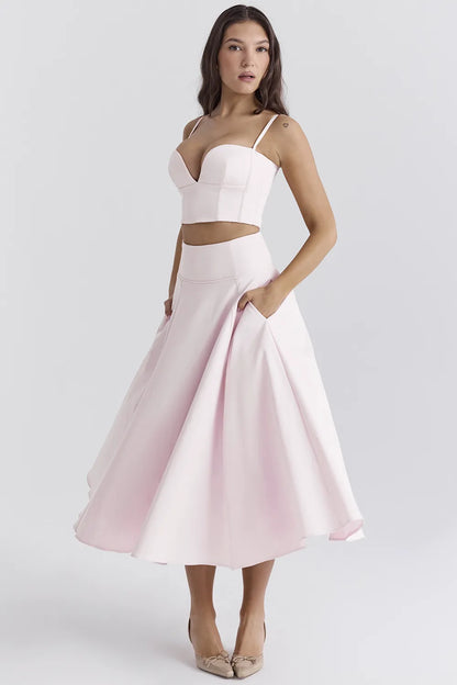 Rita Ballerina Pink A-Line Midi Skirt
