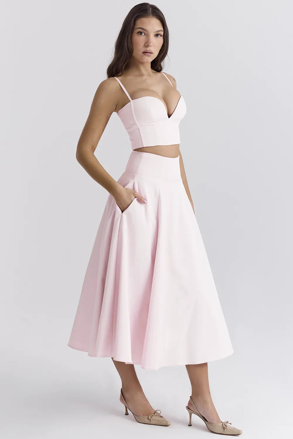 Rita Ballerina Pink A-Line Midi Skirt