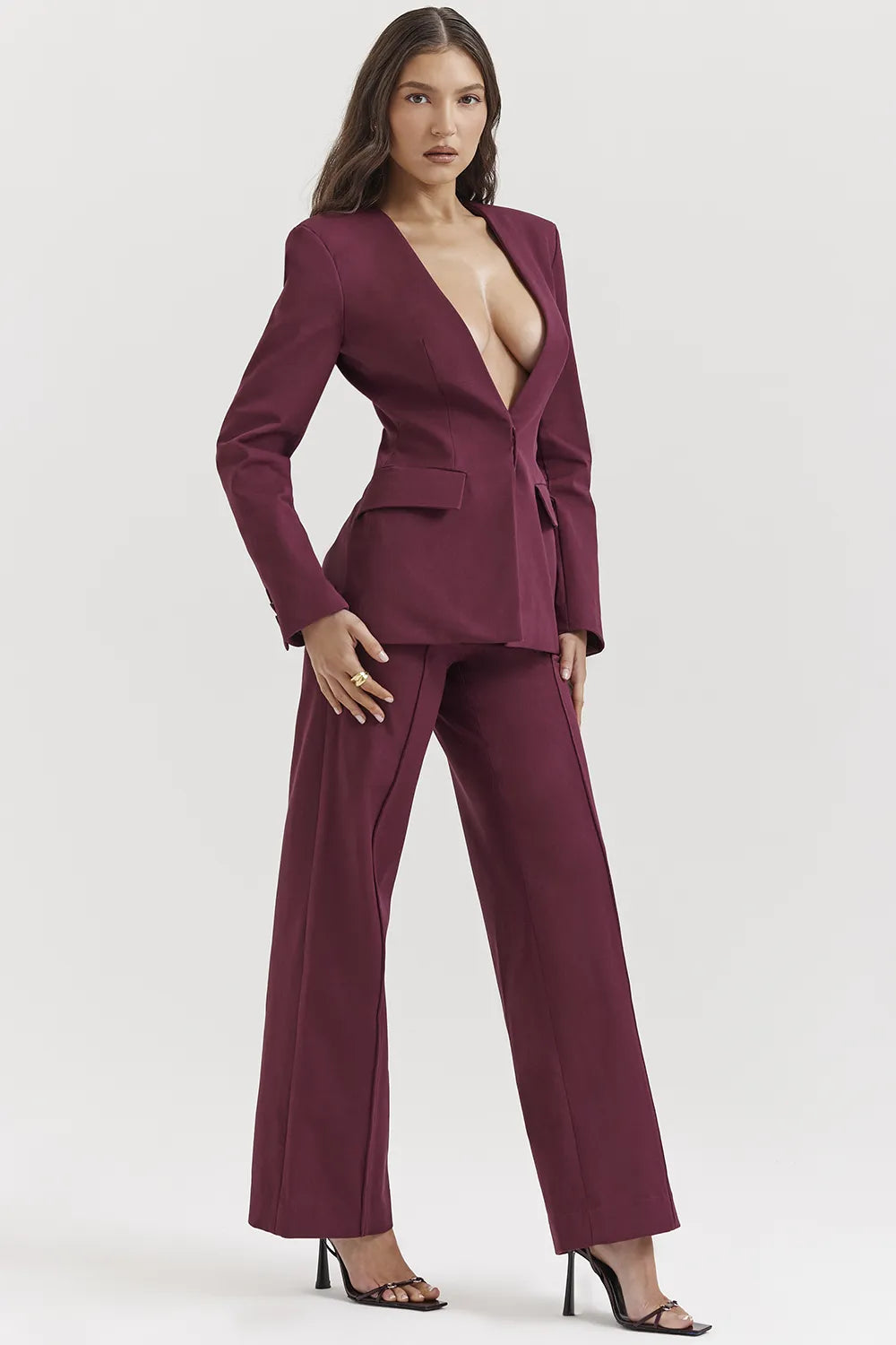 Rivi Wine Straight Leg Trousers