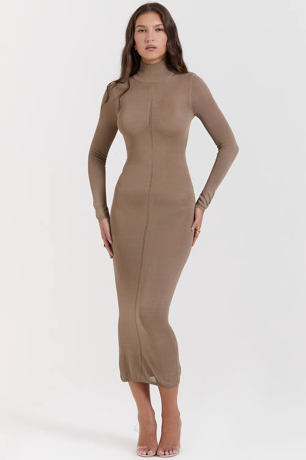 Roberta Tan Knit Midi Dress