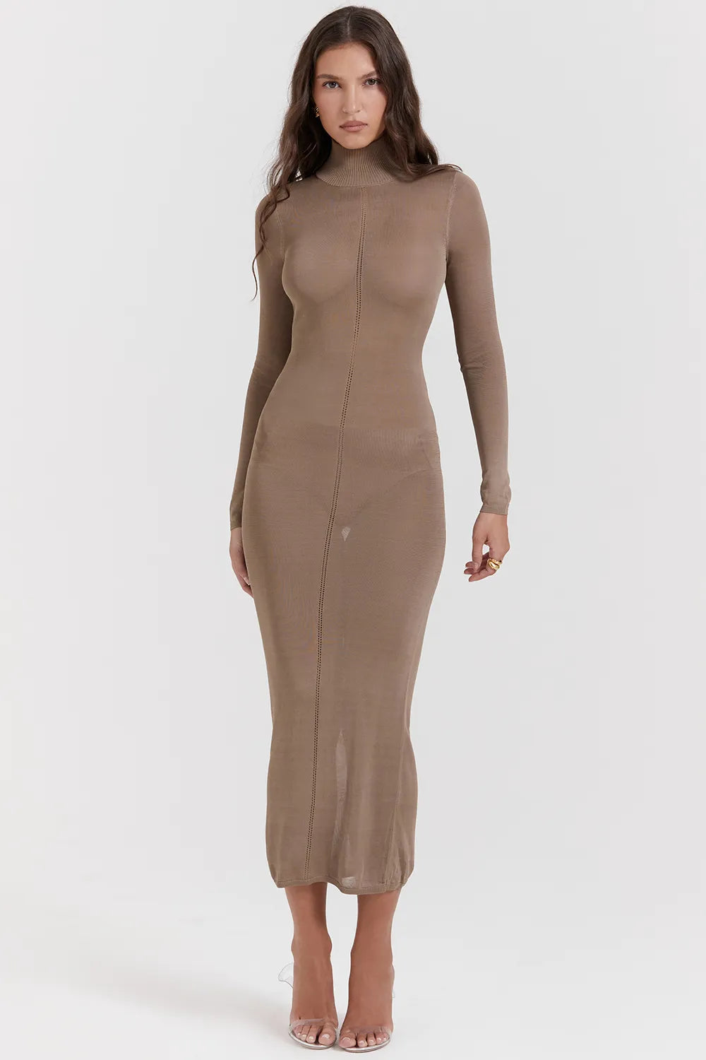Roberta Tan Knit Midi Dress