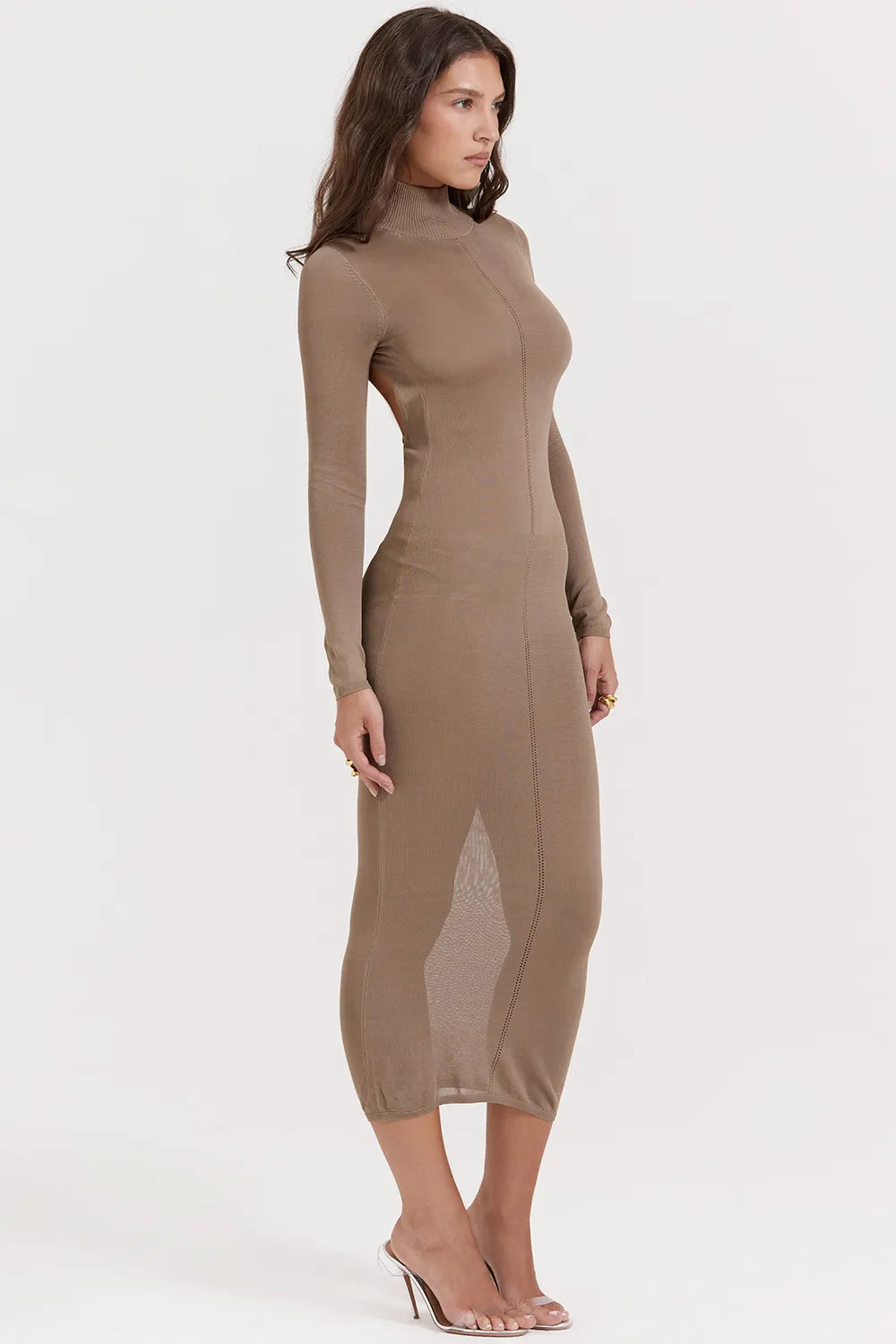 Roberta Tan Knit Midi Dress