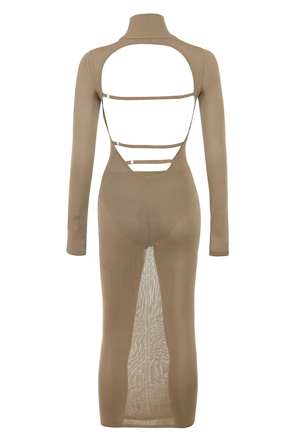 Roberta Tan Knit Midi Dress