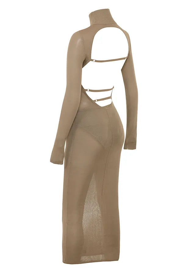 Roberta Tan Knit Midi Dress