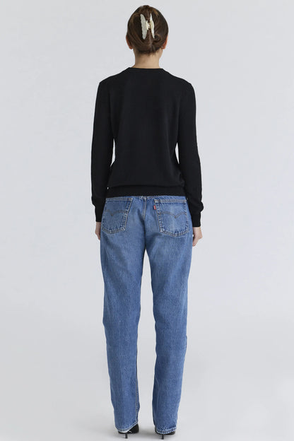 Rochelle Black Cashmere + Wool Crew Neck Sweater