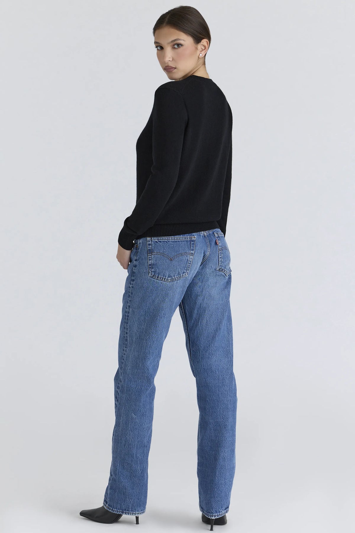Rochelle Black Cashmere + Wool Crew Neck Sweater