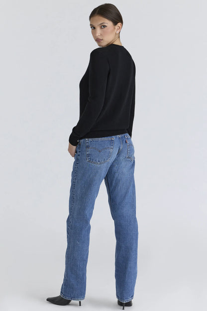 Rochelle Black Cashmere + Wool Crew Neck Sweater