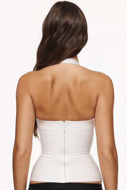 The Silhouette True White Halter Neck Bandage Top