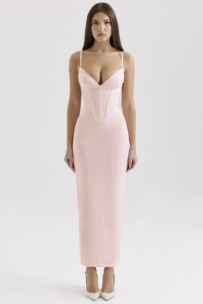 Romy Pink Mesh Bodycon Maxi Dress