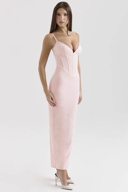 Romy Pink Mesh Bodycon Maxi Dress
