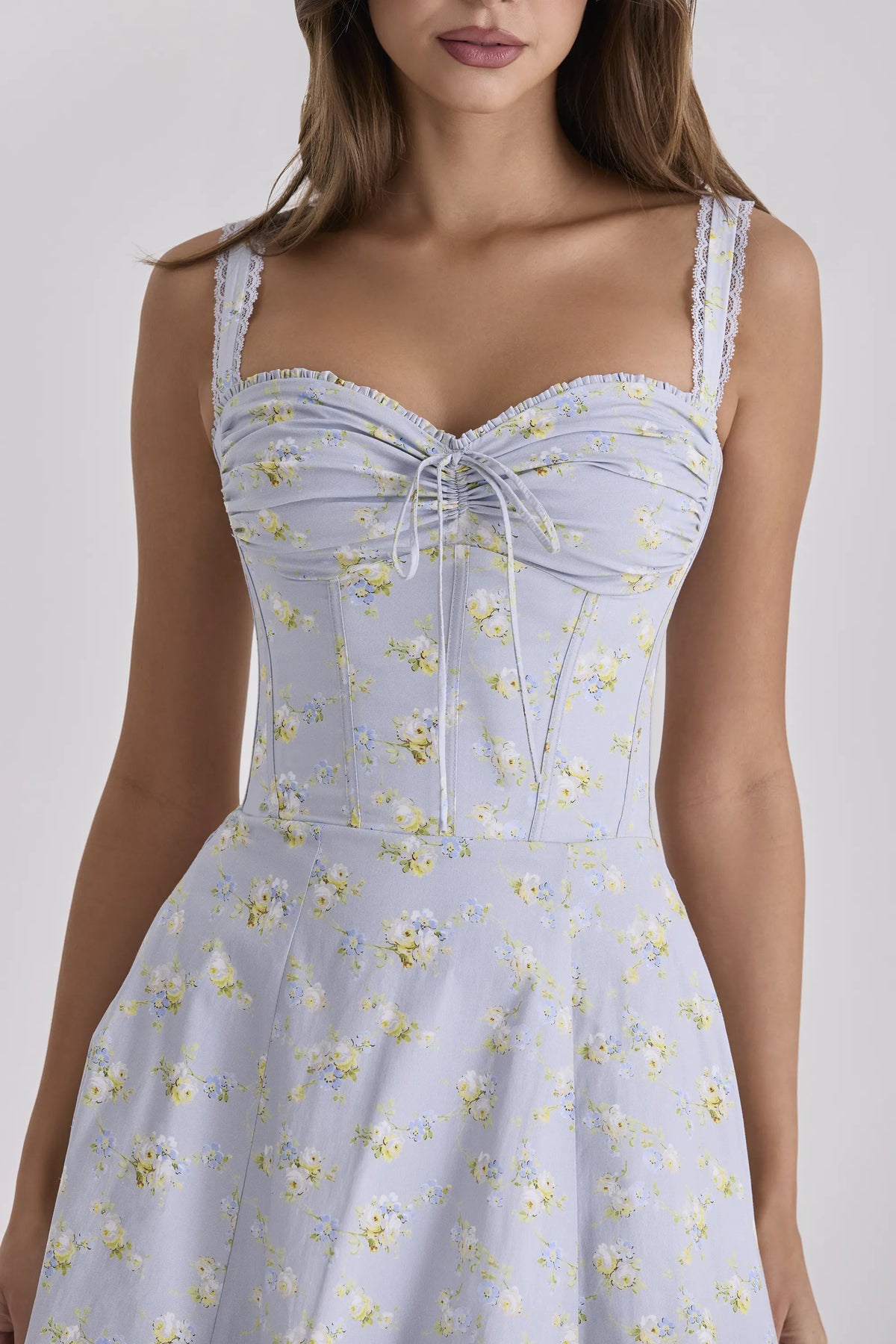 Rosalee Blue Wildflower Floral Print Midi Dress