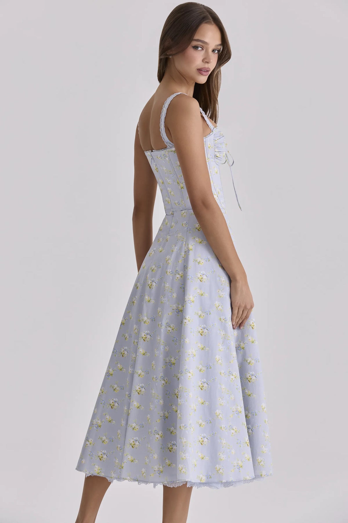 Rosalee Blue Wildflower Floral Print Midi Dress