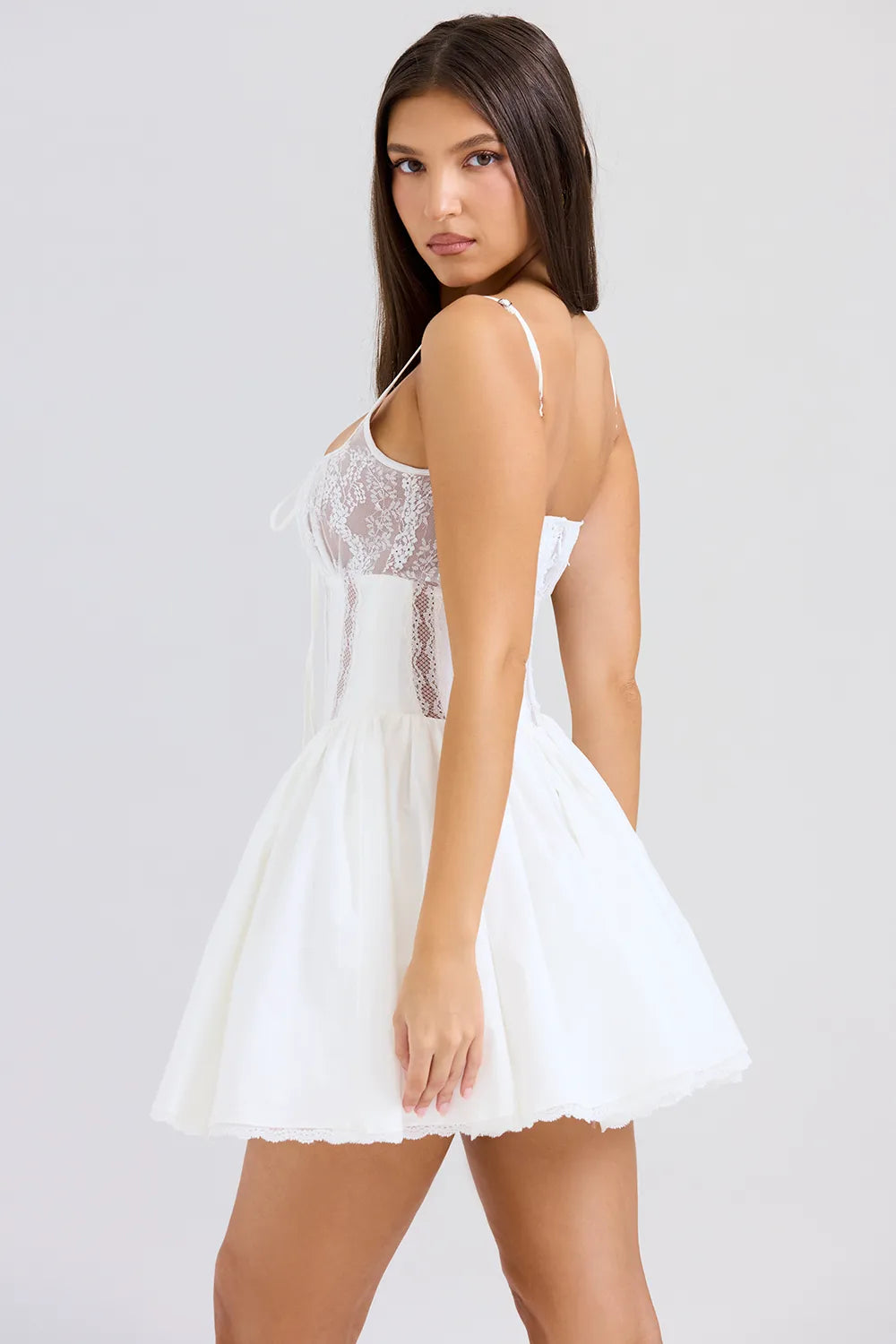 Rosaria White Cotton Corset Mini Dress
