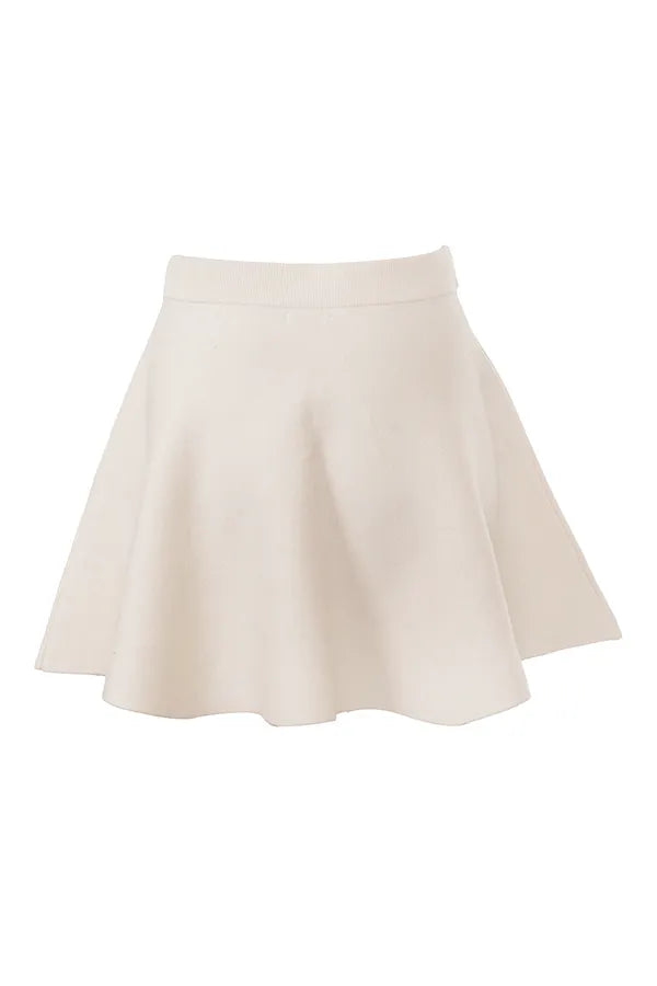 Rosina Cream Wool Cashmere Flounce Mini Skirt