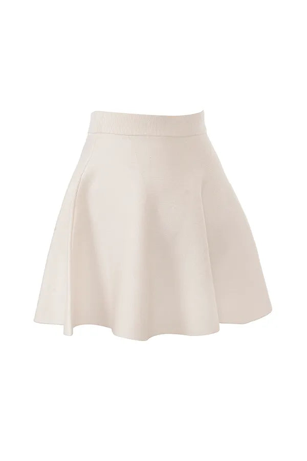 Rosina Cream Wool Cashmere Flounce Mini Skirt