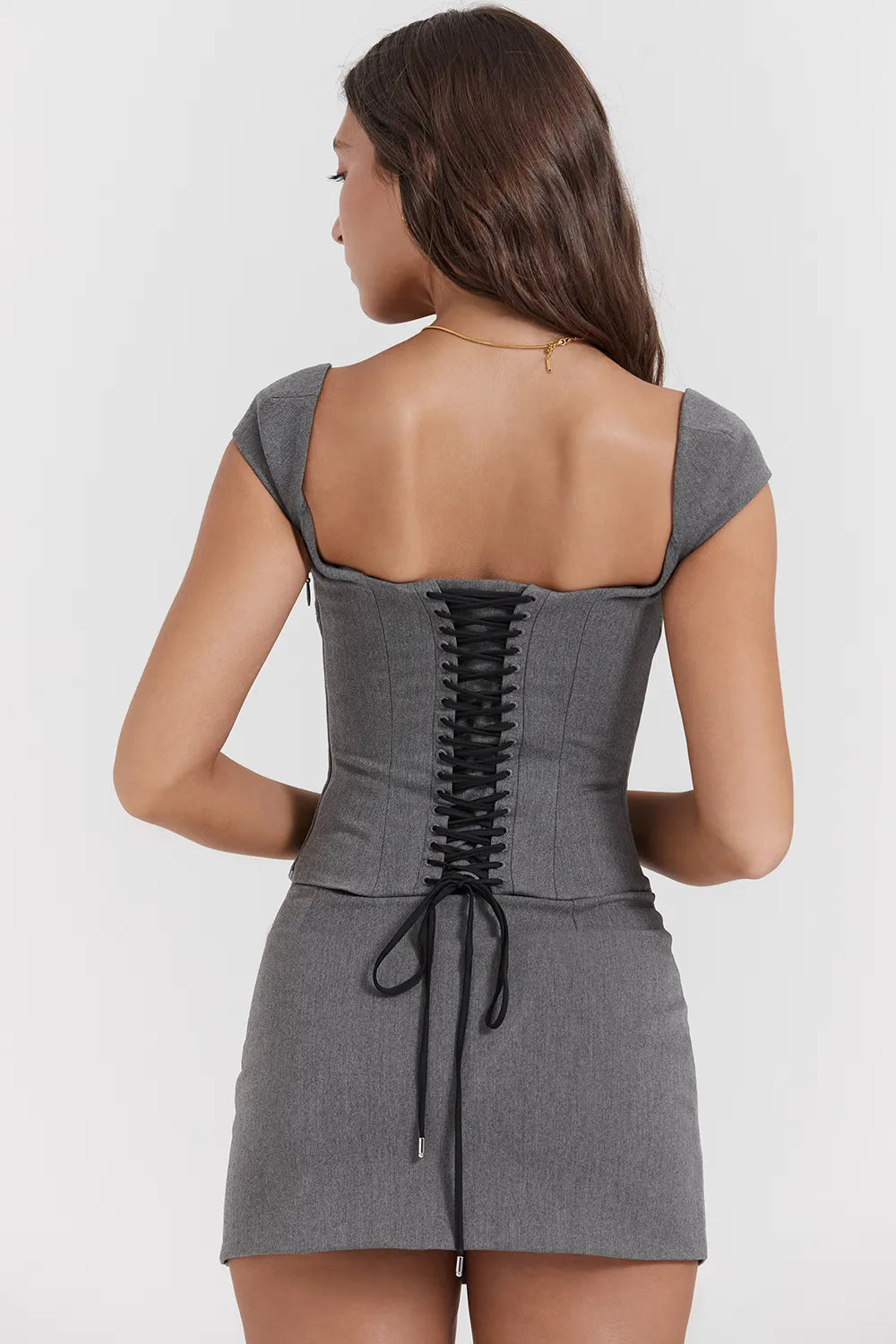 Jessamine Grey A-Line Mini Skirt