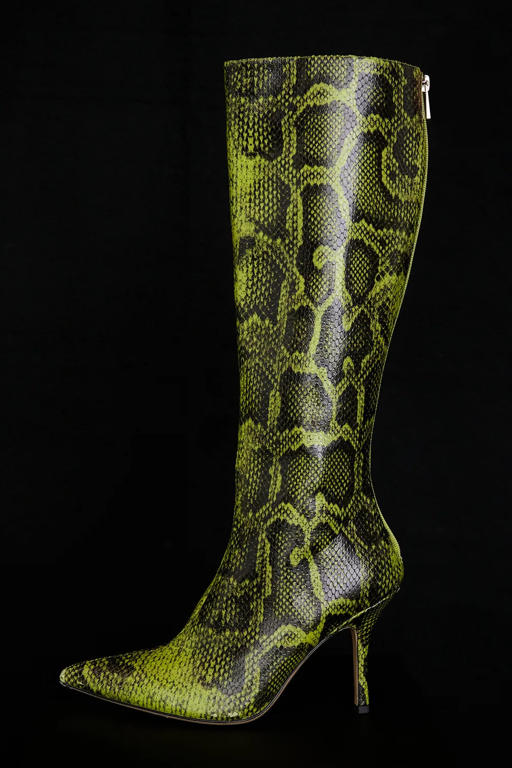 Royale Green Print Knee High Boots