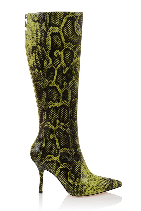 Royale Green Print Knee High Boots