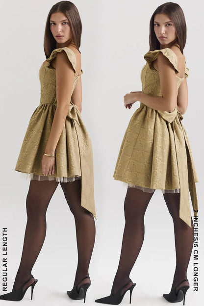Saasha Gold Jacquard Mini Dress