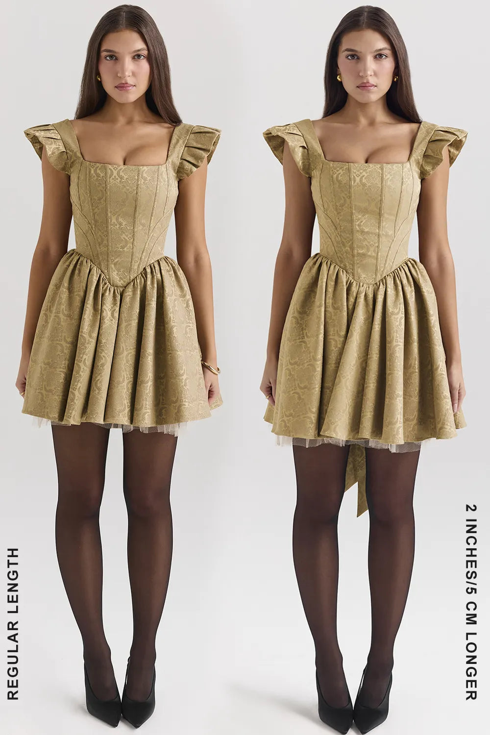 Saasha Gold Jacquard Mini Dress