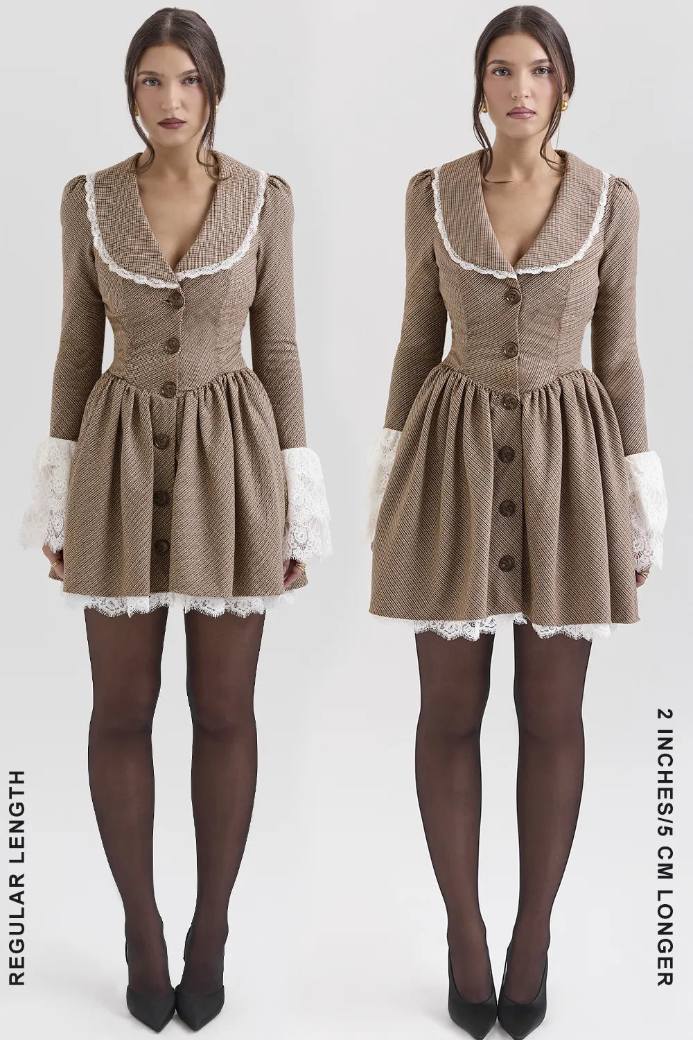 Sable Brown Puppytooth Check Mini Dress
