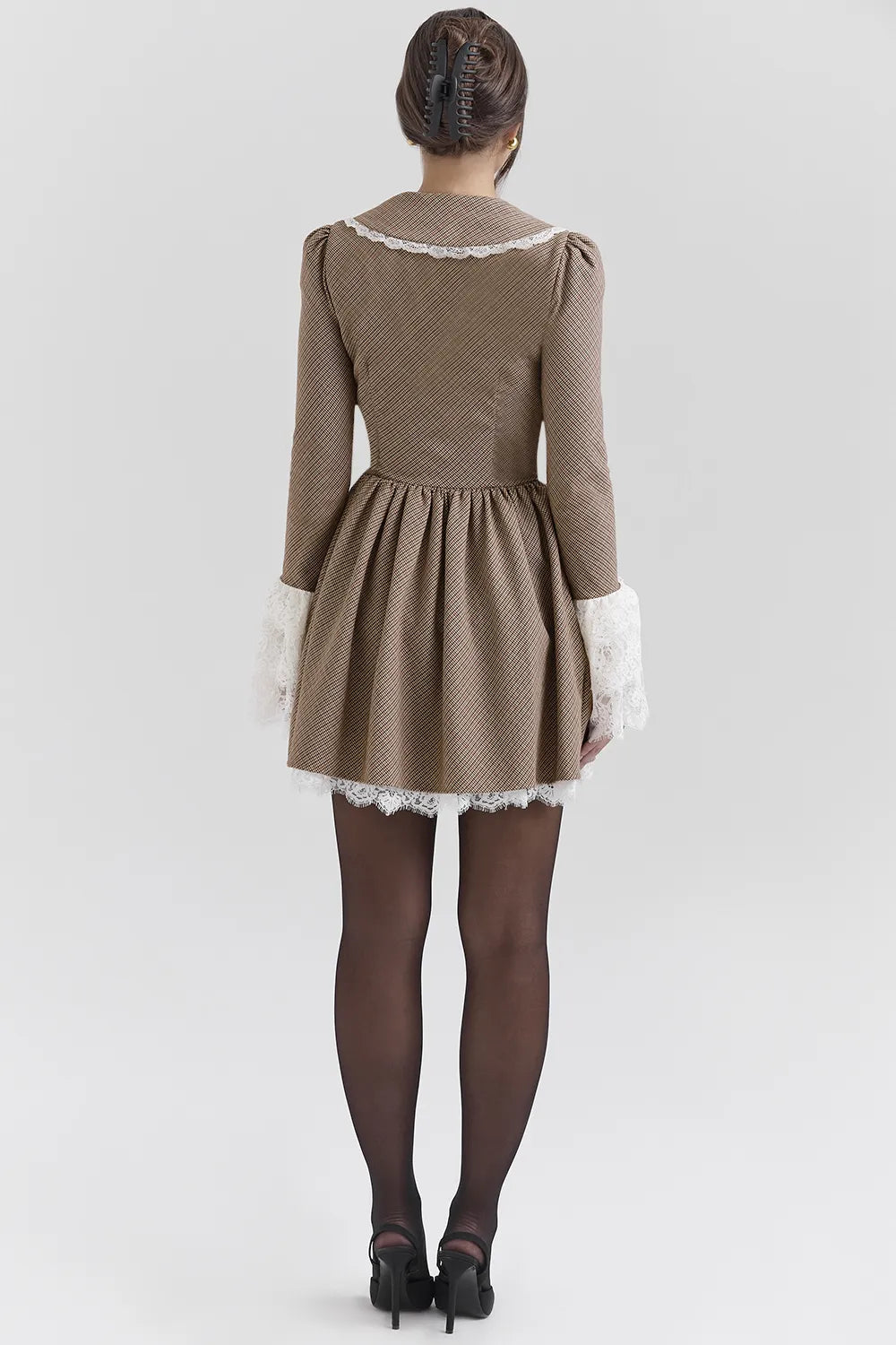 Sable Brown Puppytooth Check Mini Dress