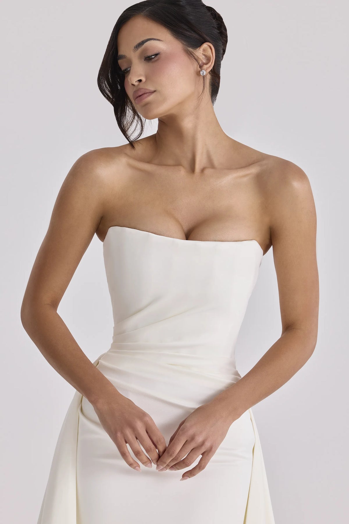 Sabrina Ivory Satin Strapless Bridal Gown