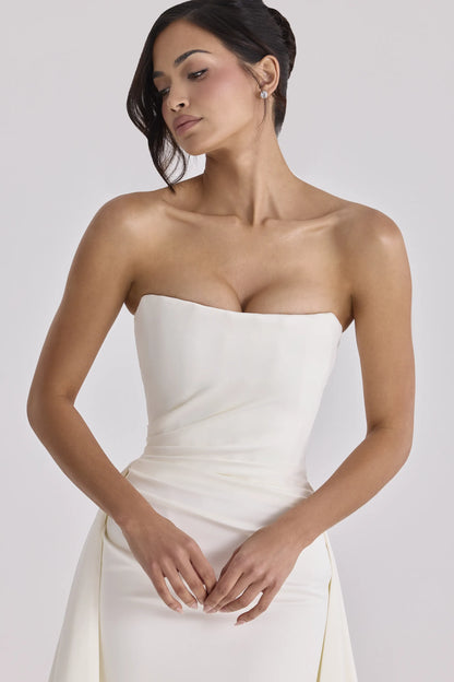 Sabrina Ivory Satin Strapless Bridal Gown