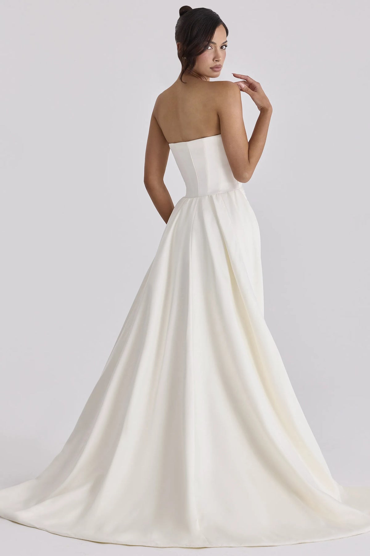 Sabrina Ivory Satin Strapless Bridal Gown