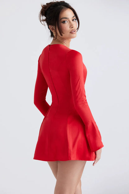 Sacha Red Satin Mini Dress