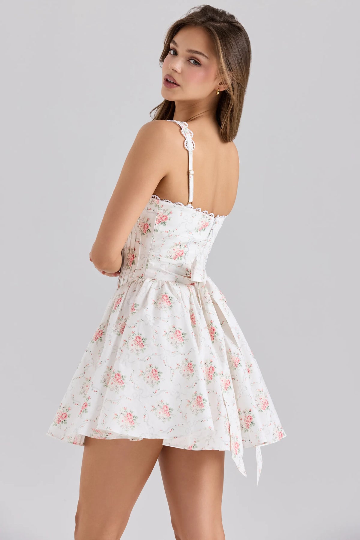 Sade Rose Print Stretch Cotton Mini Dress