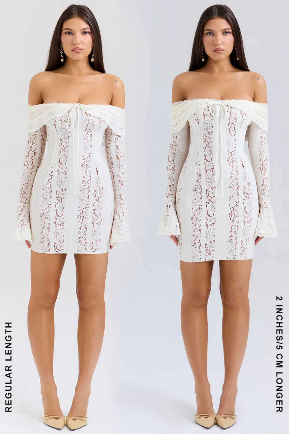 Sadie Vintage Cream Floral Lace Off Shoulder Mini Dress