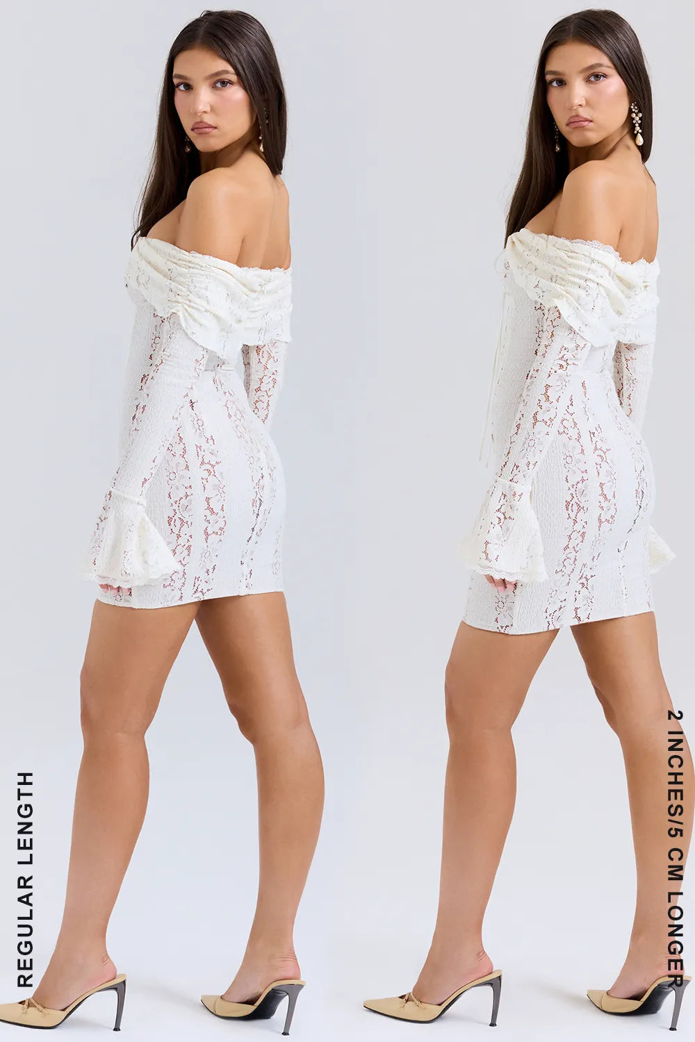 Sadie Vintage Cream Floral Lace Off Shoulder Mini Dress