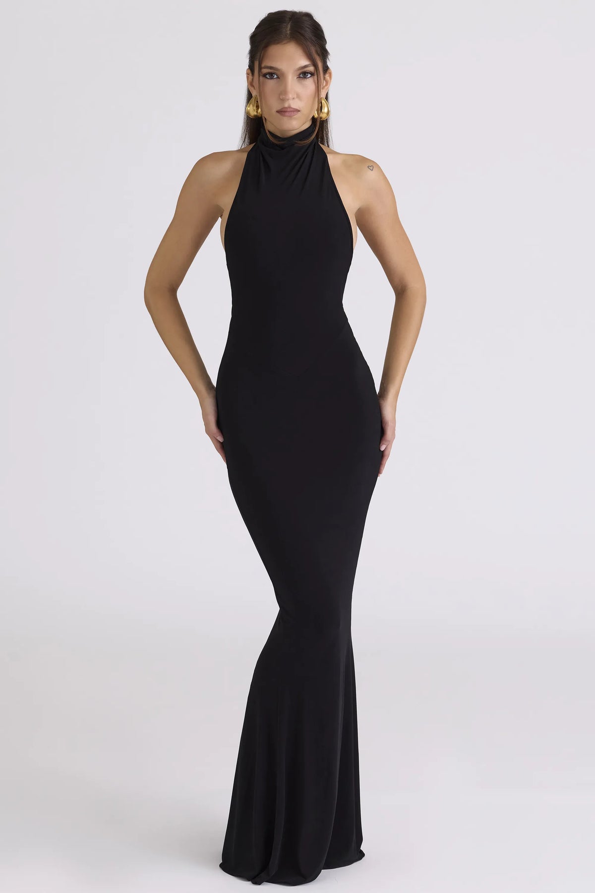 Sadira Black Backless Silhouette Maxi Dress - Limited Edition