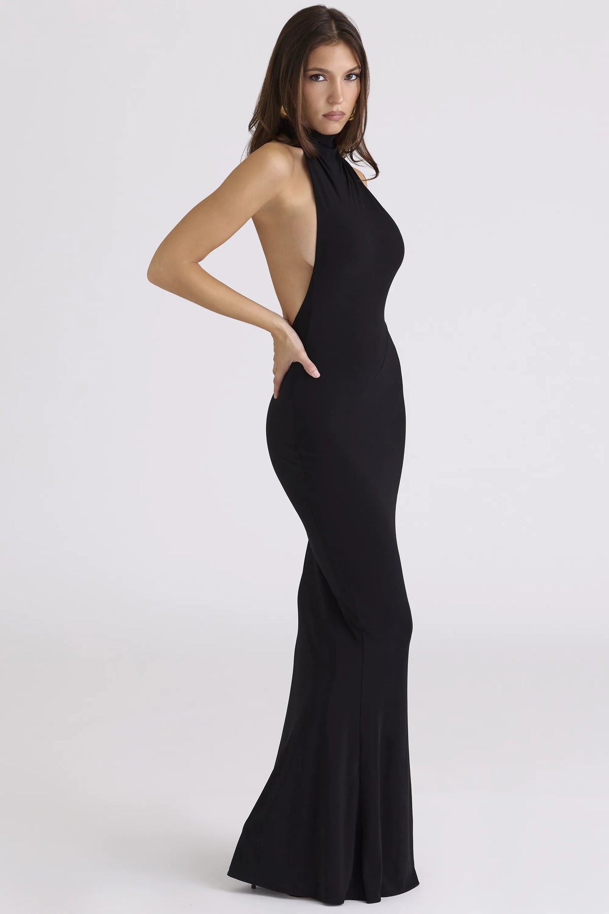 Sadira Black Backless Silhouette Maxi Dress - Limited Edition