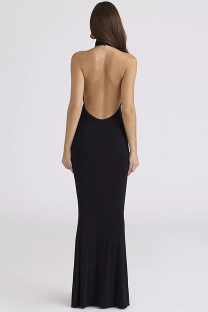 Sadira Black Backless Silhouette Maxi Dress - Limited Edition