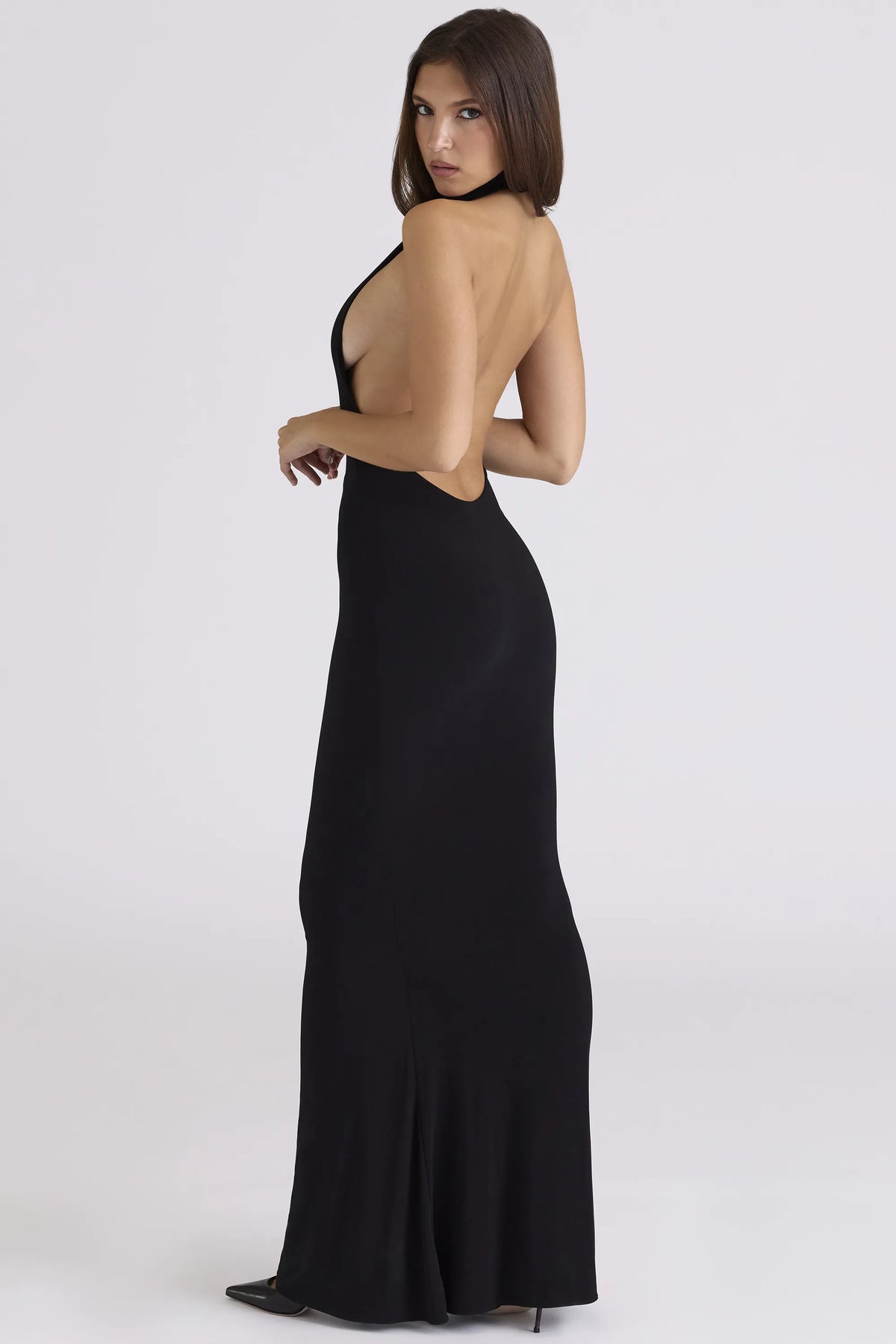 Sadira Black Backless Silhouette Maxi Dress - Limited Edition