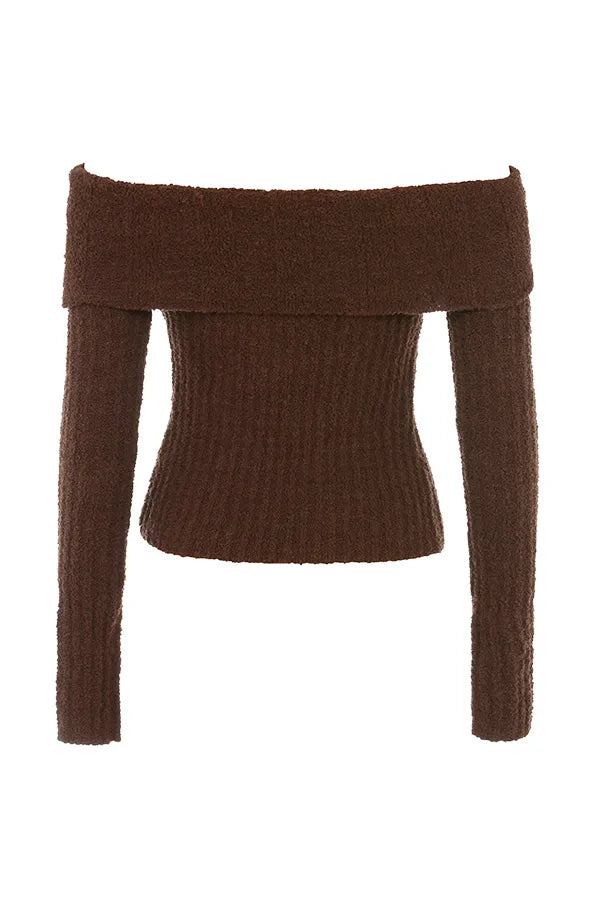 Saffron Chocolate Soft Boucle Knit Top