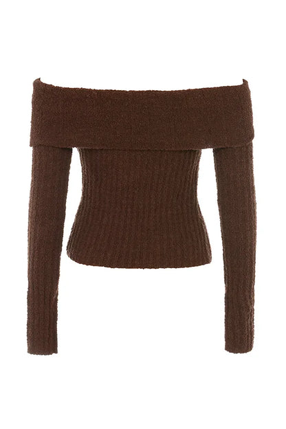 Saffron Chocolate Soft Boucle Knit Top